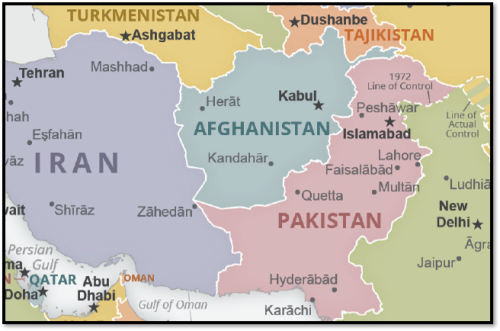 Afghanistan Centered Map 